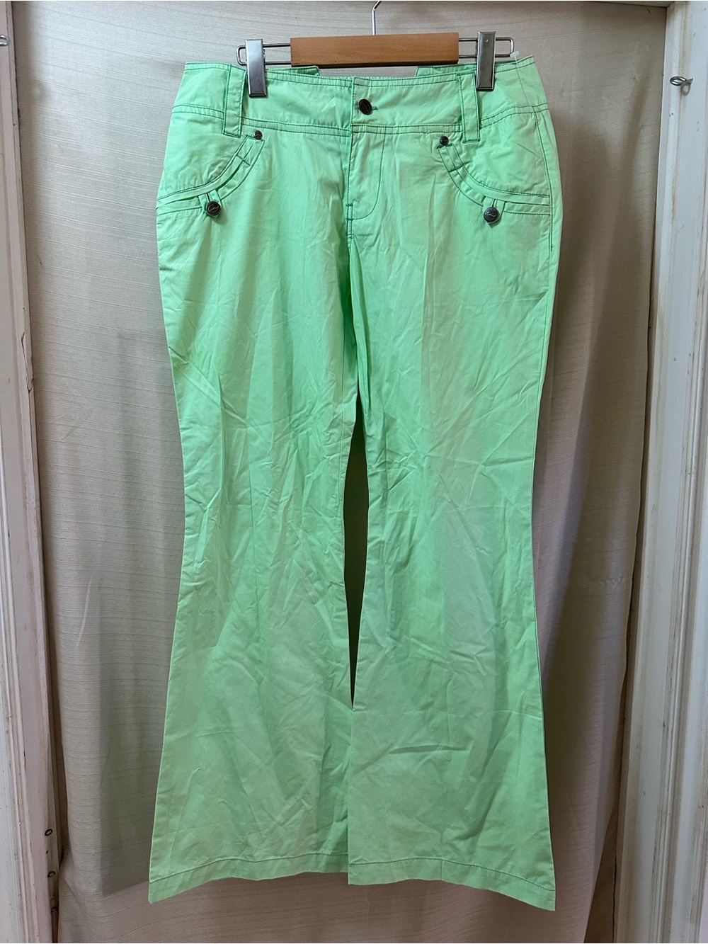 Vintage Y2K Gilly G Lime Green Flare Pants Women’s Size 7 Deadstock NWT